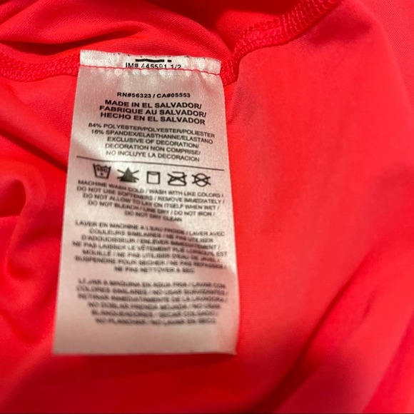 Nike Pro Dri-Fit V Neck Short Sleeve Top Neon Pink Orange Size L - Picture 6 of 6